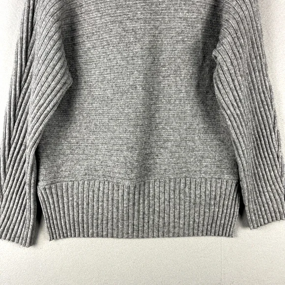 Anthropologie Moth Cowl Neck Sweater Women Large Gray Ribbed Soft Minimal Slouch - Picture 13 of 16